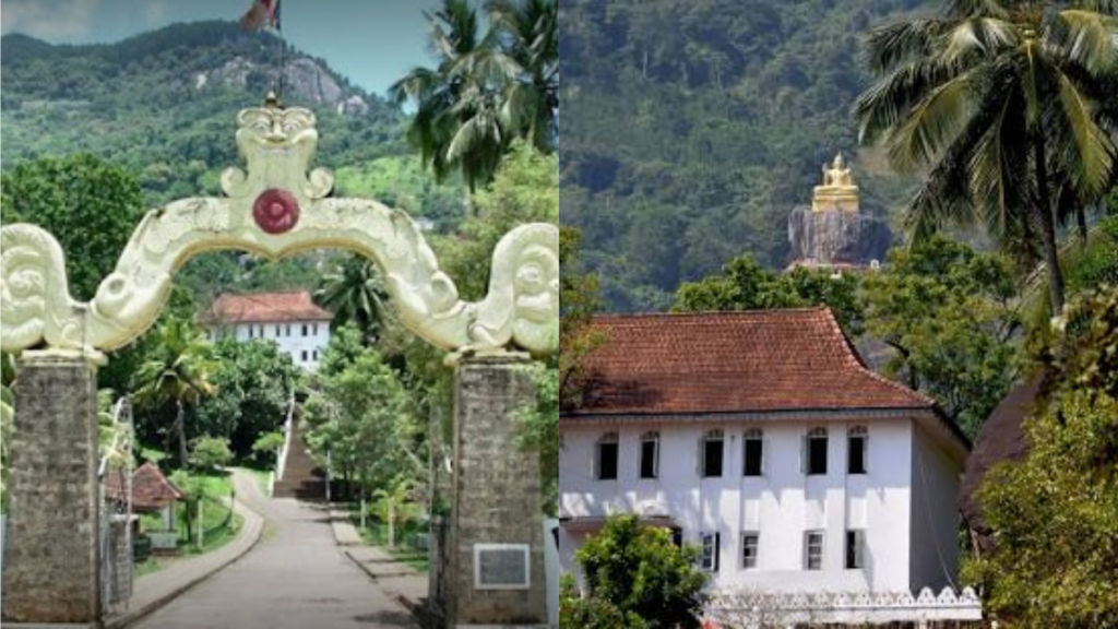 Ancient cave paintings inside Matale Aluviharaya rock temple in Sri Lanka